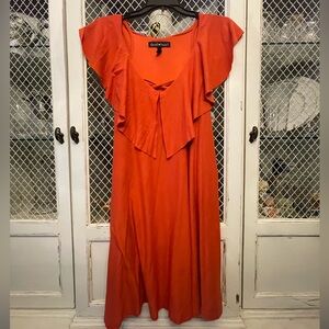 Derek Heart Vibrant Orange Midi Dress